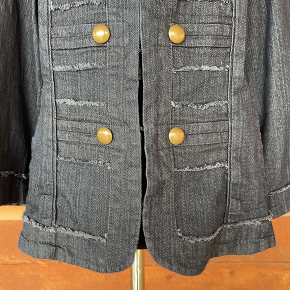Baccini Military Style Frayed Edge Denim Jacket Me - Picture 7 of 10